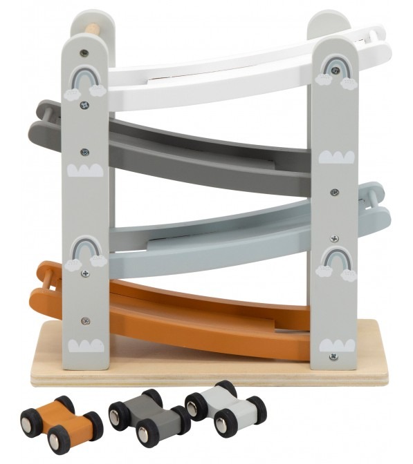 Pista per Macchinine in Legno + 3 Macchinine - Tryco
