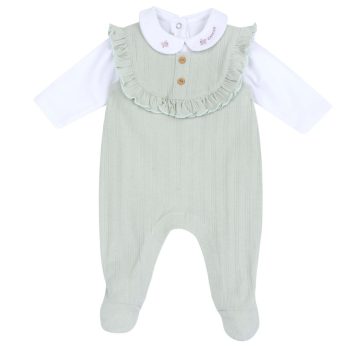 Completo Salopette Menta con Body Bianco - Chicco