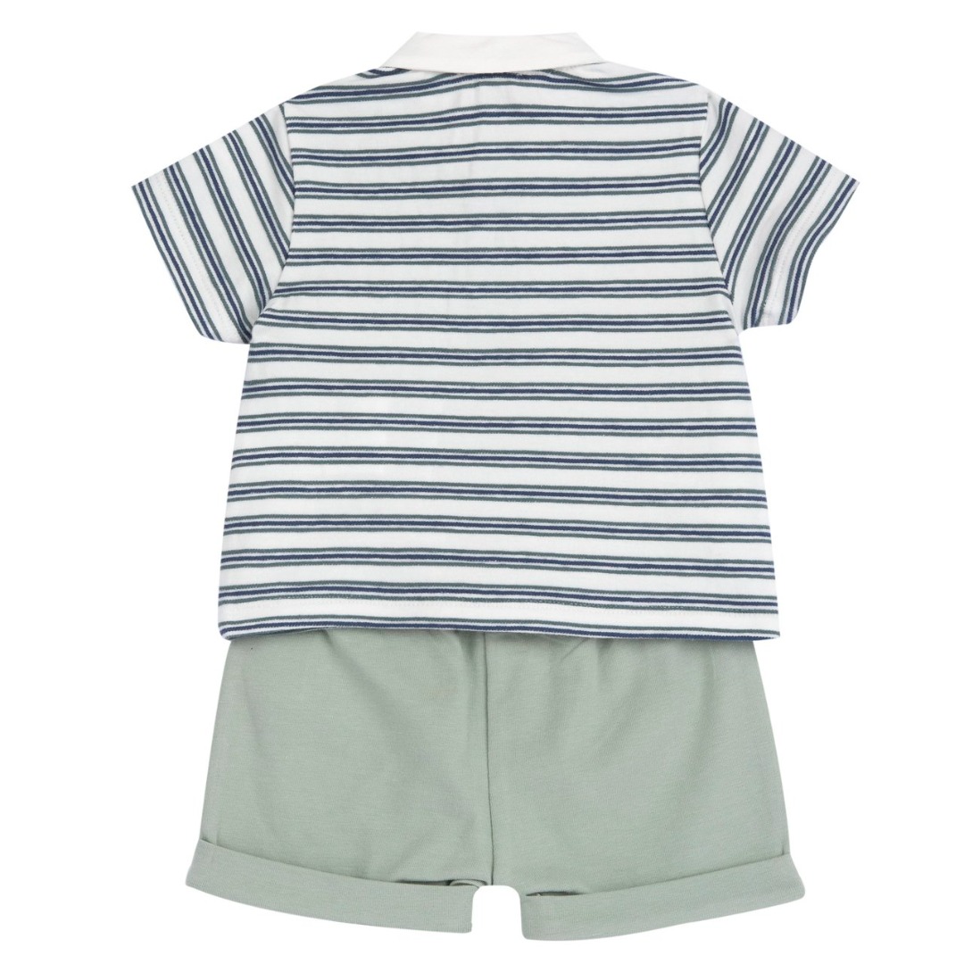 Completo Maglietta M/C a Righe con Pantaloncini Verdi- Chicco - immagine 2