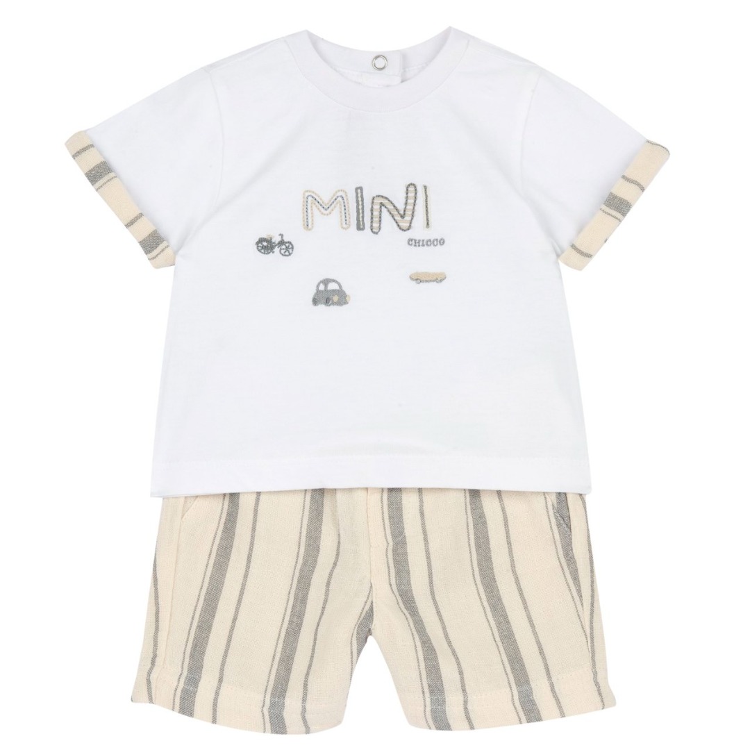 Set T-shirt M/C e Pantaloncino Fasciato Beige/Blu - Chicco