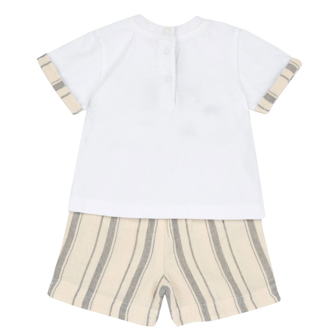 Set T-shirt M/C e Pantaloncino Fasciato Beige/Blu - Chicco - immagine 2