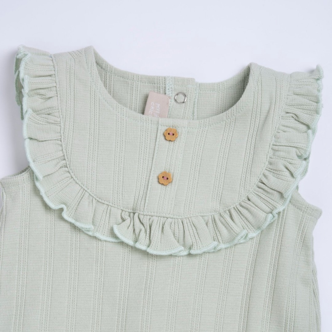Completo Salopette Menta con Body Bianco - Chicco - immagine 3
