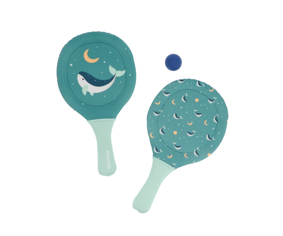 Racchette Spiaggia Neoprene Teal Whale - Monneka