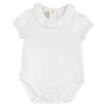Maglia Body M/C Bianco con bordo Ricamato - Chicco
