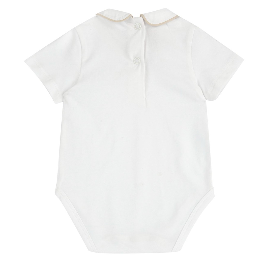 Maglia Body M/C Bianco con bordo Beige - Chicco - immagine 2