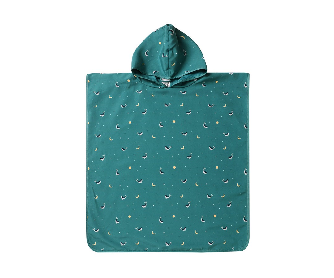 Poncho Spiaggia Teal Whale - Monneka
