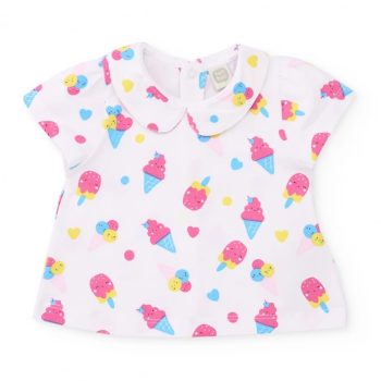 Completo Maglia M/C Stampa Gelati e Short Rosa- Tuc tuc