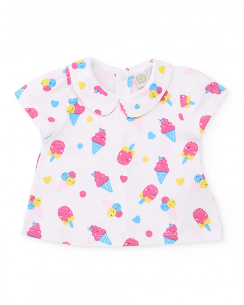 Completo Maglia M/C Stampa Gelati e Short Rosa- Tuc tuc