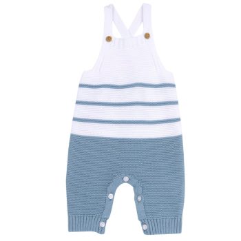 Salopette Lunga in Maglia a Righe B.co e Celeste - Chicco