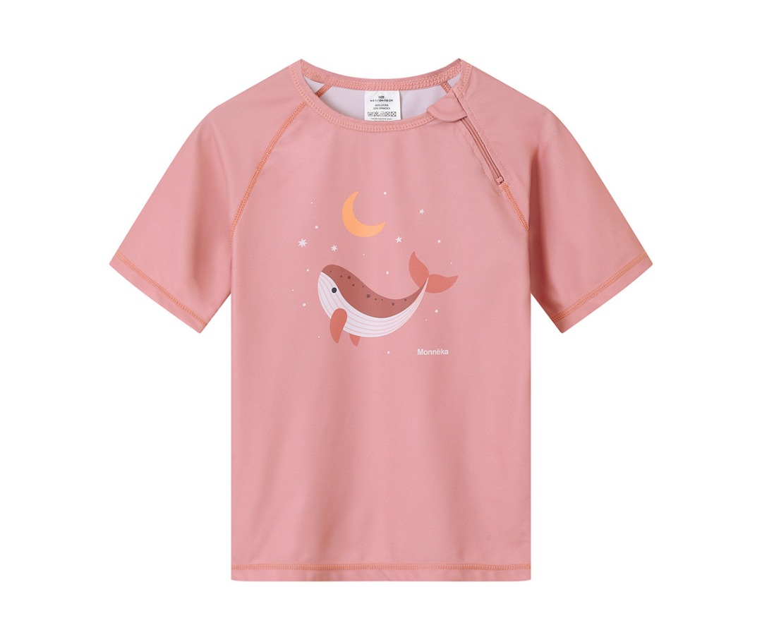 T-Shirt Nuoto UV Pink Whale 1/2 Y - Monneka