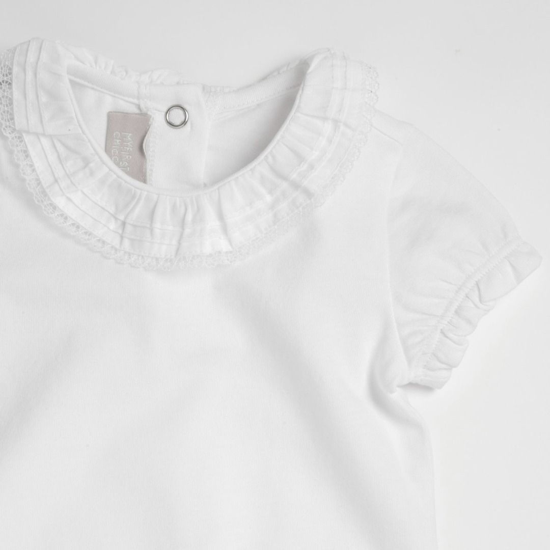 Maglia Body M/C Bianco con bordo Ricamato - Chicco - immagine 3