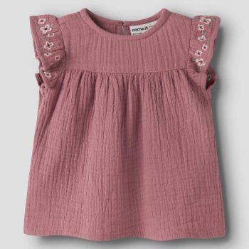 Top Lino Rosa Scuro con Volant - Name it