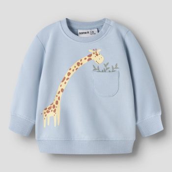 Felpa Celeste con Giraffa - Name it
