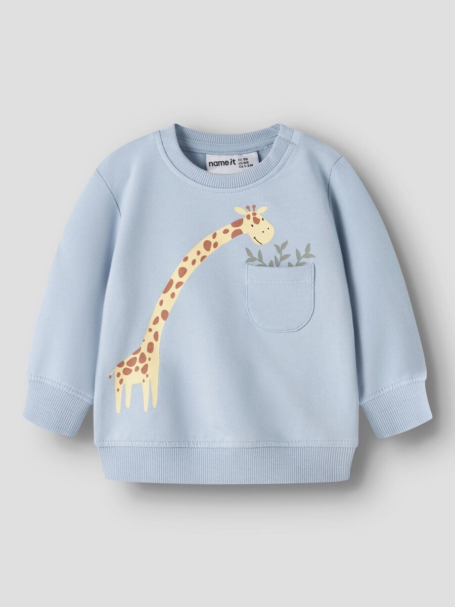 Felpa Celeste con Giraffa - Name it
