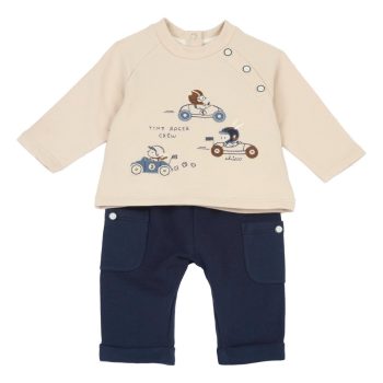 Completo Maglia con Macchine e Pantaloni Blu - Chicco